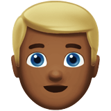 Apple design of the man: medium-dark skin tone blond hair emoji verson:ios 16.4