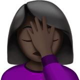 Apple design of the woman facepalming: dark skin tone emoji verson:ios 16.4