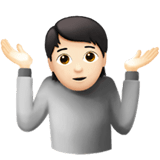 Apple design of the person shrugging: light skin tone emoji verson:ios 16.4
