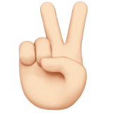 Apple design of the victory hand: light skin tone emoji verson:ios 16.4