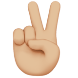 Apple design of the victory hand: medium-light skin tone emoji verson:ios 16.4