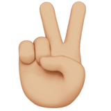 Apple design of the victory hand: medium-light skin tone emoji verson:ios 16.4