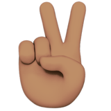 Apple design of the victory hand: medium skin tone emoji verson:ios 16.4