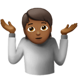 Apple design of the person shrugging: medium-dark skin tone emoji verson:ios 16.4