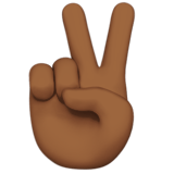 Apple design of the victory hand: medium-dark skin tone emoji verson:ios 16.4