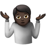 Apple design of the person shrugging: dark skin tone emoji verson:ios 16.4