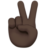 Apple design of the victory hand: dark skin tone emoji verson:ios 16.4