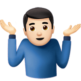 Apple design of the man shrugging: light skin tone emoji verson:ios 16.4