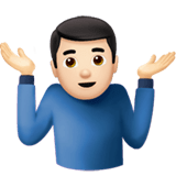 Apple design of the man shrugging: light skin tone emoji verson:ios 16.4