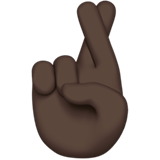 Apple design of the crossed fingers: dark skin tone emoji verson:ios 16.4