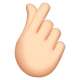 Apple design of the hand with index finger and thumb crossed: light skin tone emoji verson:ios 16.4