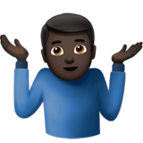 Apple design of the man shrugging: dark skin tone emoji verson:ios 16.4