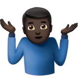 Apple design of the man shrugging: dark skin tone emoji verson:ios 16.4