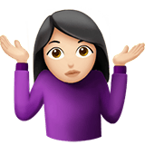 Apple design of the woman shrugging: light skin tone emoji verson:ios 16.4