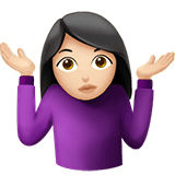 Apple design of the woman shrugging: light skin tone emoji verson:ios 16.4