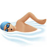 Apple design of the man swimming: medium-light skin tone emoji verson:ios 16.4