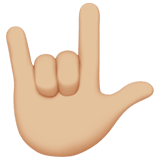 Apple design of the love-you gesture: medium-light skin tone emoji verson:ios 16.4