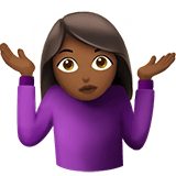 Apple design of the woman shrugging: medium-dark skin tone emoji verson:ios 16.4