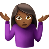 Apple design of the woman shrugging: medium-dark skin tone emoji verson:ios 16.4