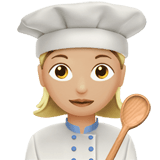 Apple design of the woman cook: medium-light skin tone emoji verson:ios 16.4