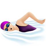 Apple design of the woman swimming: light skin tone emoji verson:ios 16.4