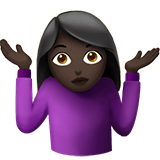 Apple design of the woman shrugging: dark skin tone emoji verson:ios 16.4