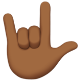 Apple design of the love-you gesture: medium-dark skin tone emoji verson:ios 16.4