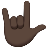 Apple design of the love-you gesture: dark skin tone emoji verson:ios 16.4