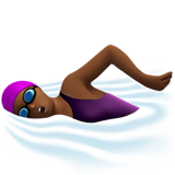 Apple design of the woman swimming: medium-dark skin tone emoji verson:ios 16.4