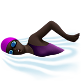 Apple design of the woman swimming: dark skin tone emoji verson:ios 16.4