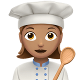 Apple design of the woman cook: medium skin tone emoji verson:ios 16.4