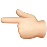 Apple design of the backhand index pointing left: light skin tone emoji verson:ios 16.4