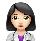 Apple design of the woman health worker: light skin tone emoji verson:ios 16.4