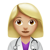 Apple design of the woman health worker: medium-light skin tone emoji verson:ios 16.4