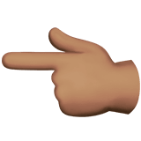 Apple design of the backhand index pointing left: medium skin tone emoji verson:ios 16.4