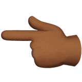 Apple design of the backhand index pointing left: medium-dark skin tone emoji verson:ios 16.4