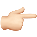 Apple design of the backhand index pointing right: light skin tone emoji verson:ios 16.4