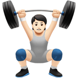 Apple design of the person lifting weights: light skin tone emoji verson:ios 16.4