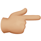 Apple design of the backhand index pointing right: medium-light skin tone emoji verson:ios 16.4