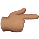 Apple design of the backhand index pointing right: medium skin tone emoji verson:ios 16.4