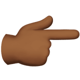 Apple design of the backhand index pointing right: medium-dark skin tone emoji verson:ios 16.4
