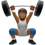 Apple design of the person lifting weights: medium-dark skin tone emoji verson:ios 16.4