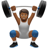 Apple design of the person lifting weights: medium-dark skin tone emoji verson:ios 16.4