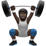 Apple design of the person lifting weights: dark skin tone emoji verson:ios 16.4