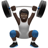 Apple design of the person lifting weights: dark skin tone emoji verson:ios 16.4