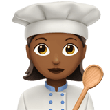 Apple design of the woman cook: medium-dark skin tone emoji verson:ios 16.4