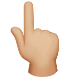 Apple design of the backhand index pointing up: medium-light skin tone emoji verson:ios 16.4