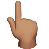 Apple design of the backhand index pointing up: medium skin tone emoji verson:ios 16.4