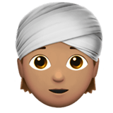 Apple design of the person wearing turban: medium skin tone emoji verson:ios 16.4