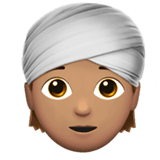 Apple design of the person wearing turban: medium skin tone emoji verson:ios 16.4
